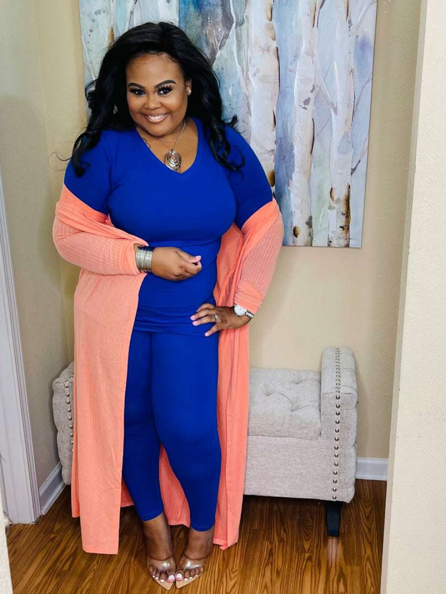 Sets (Missy) * | Pash Boutique Bright Blue Long Sleeve Set